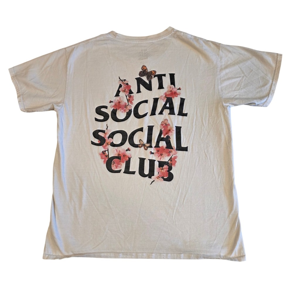 Anti Social Social Club Kkoch White Cherry Blossom Butterfly T-Shirt Medium